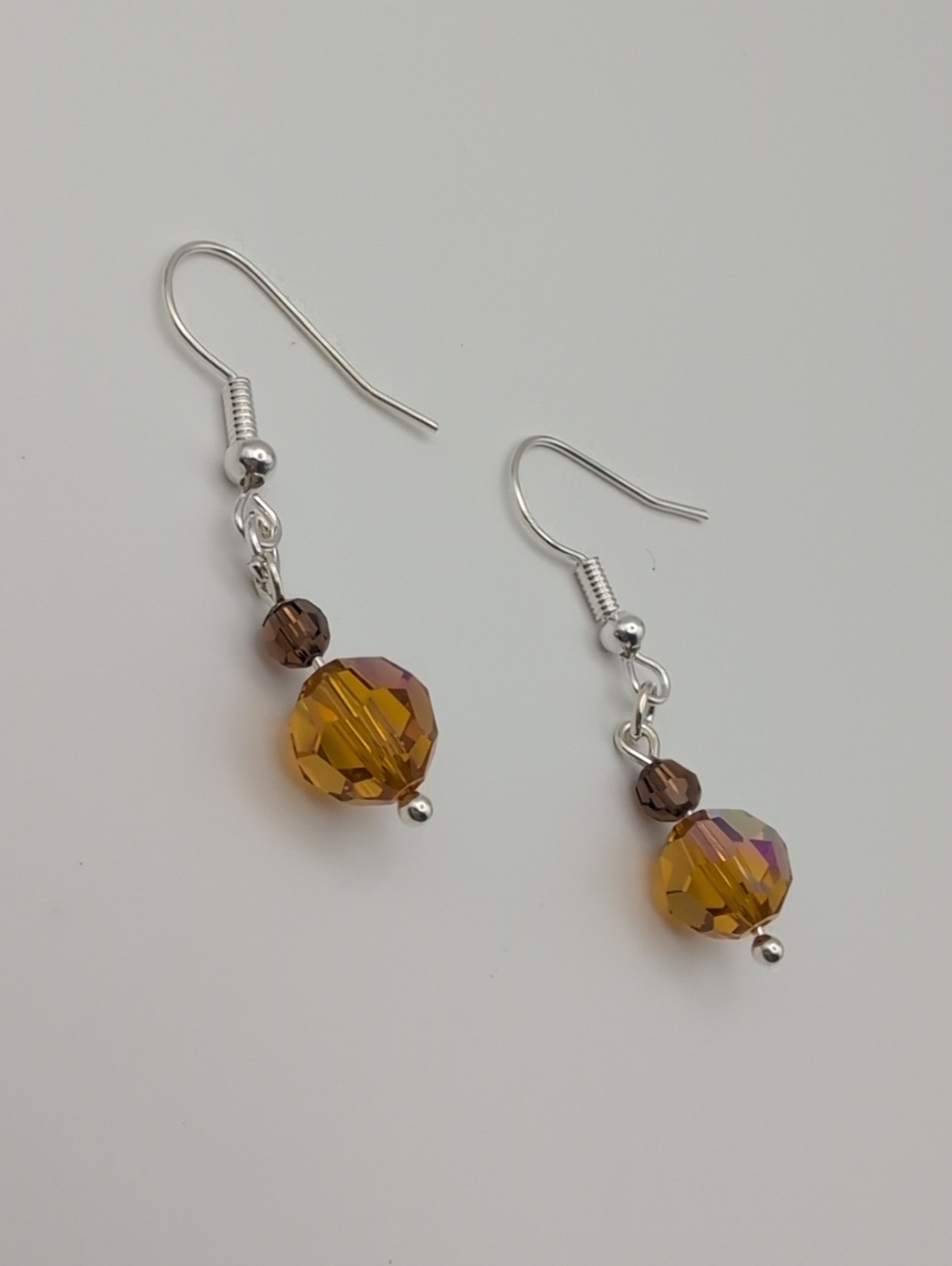 Handmade Swarovski Crystal Bead Drop Earrings  Topaz
